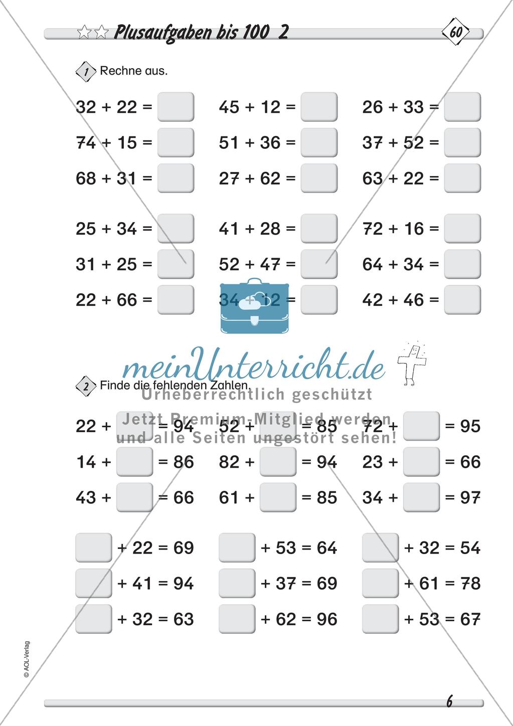 Addition und Subtraktion im Zahlenraum bis 100: Teil 2 Preview 8