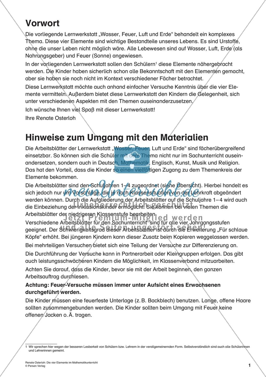 Die vier Elemente im Mathematikunterricht Preview 3