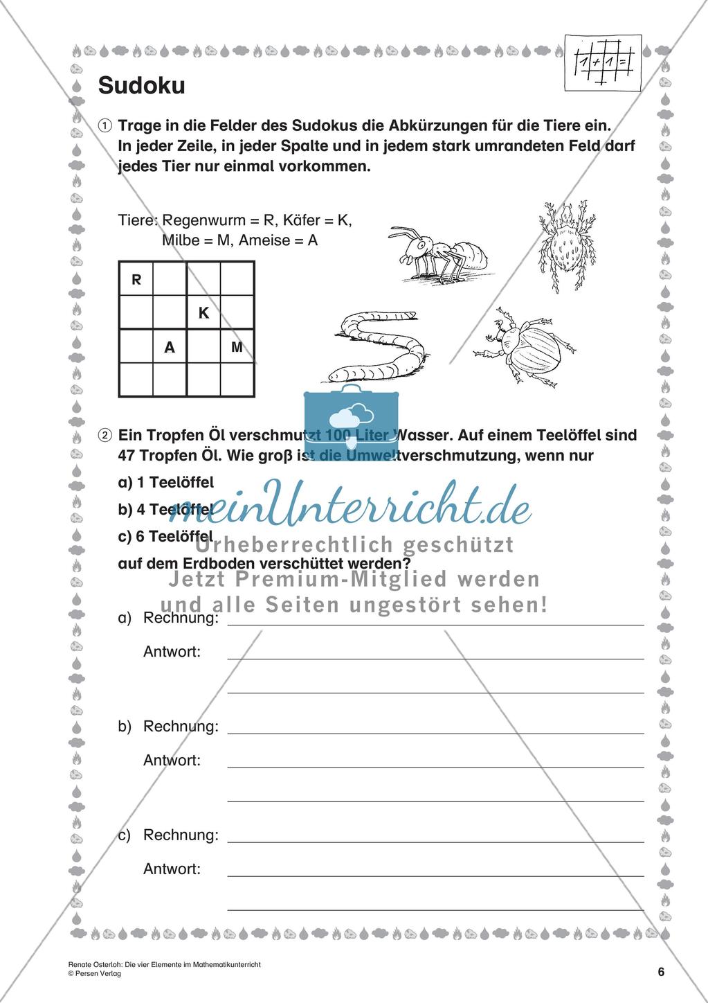 Die vier Elemente im Mathematikunterricht Preview 8