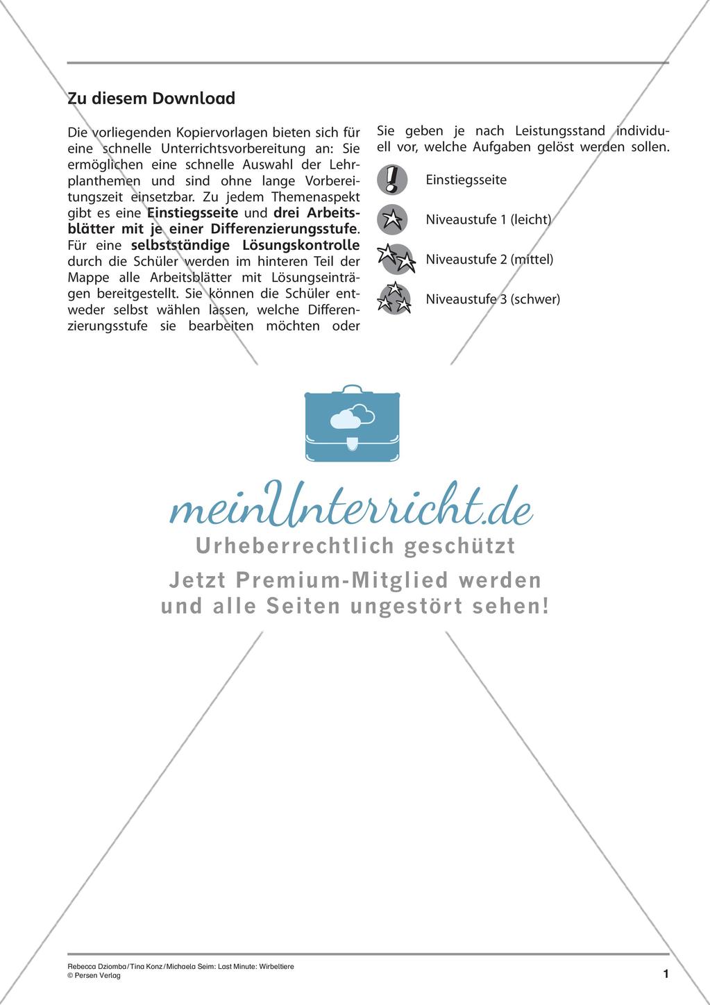 Wirbeltiere: Klassen und Merkmale Preview 3