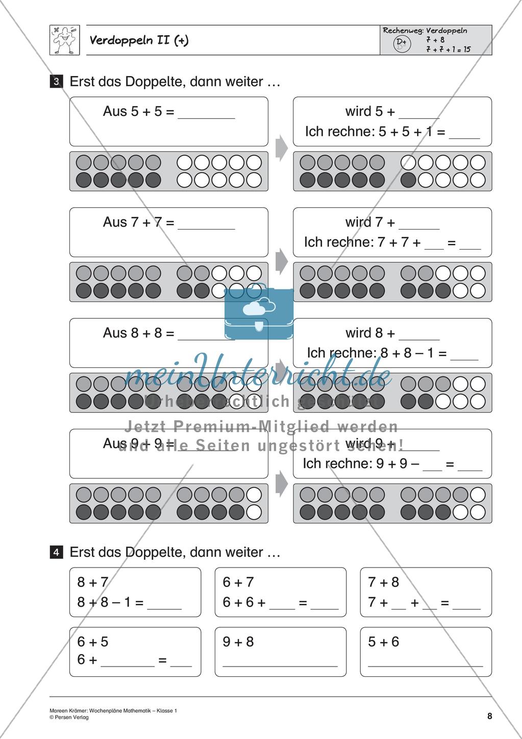 Wochenplanarbeit zur Addition und Subtraktion bis 20 Preview 10