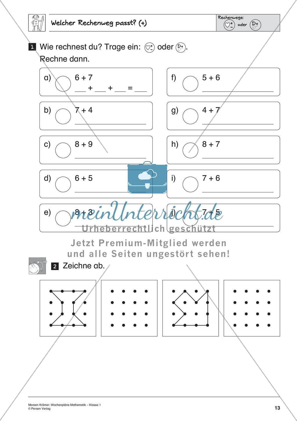 Wochenplanarbeit zur Addition und Subtraktion bis 20 Preview 15
