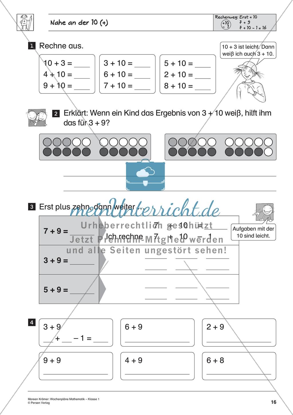 Wochenplanarbeit zur Addition und Subtraktion bis 20 Preview 18