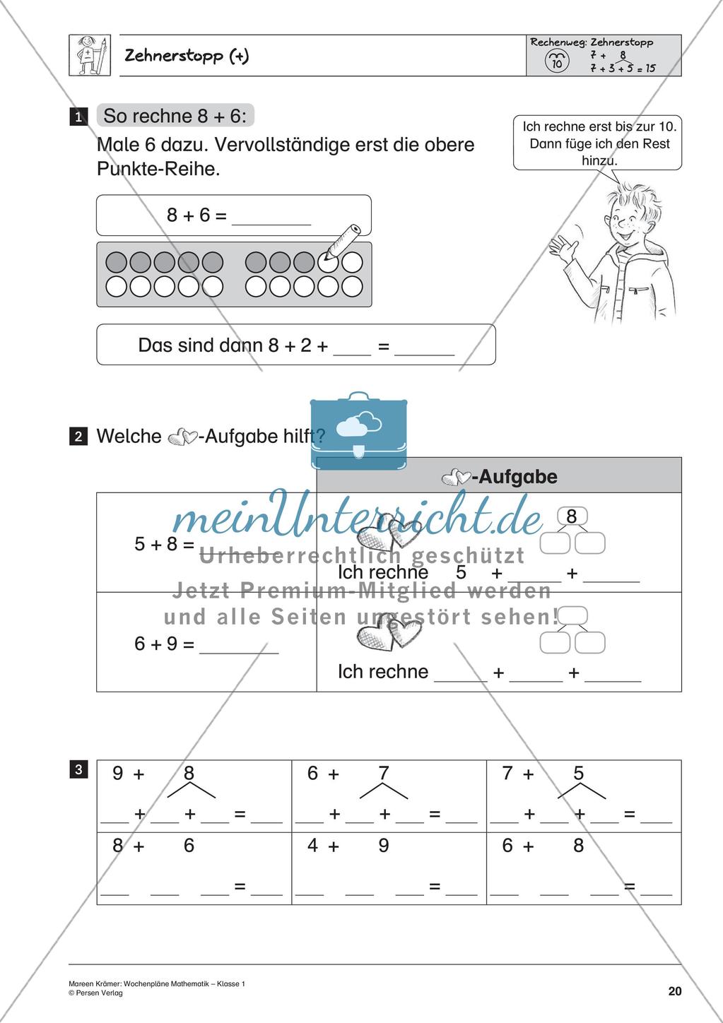 Wochenplanarbeit zur Addition und Subtraktion bis 20 Preview 22