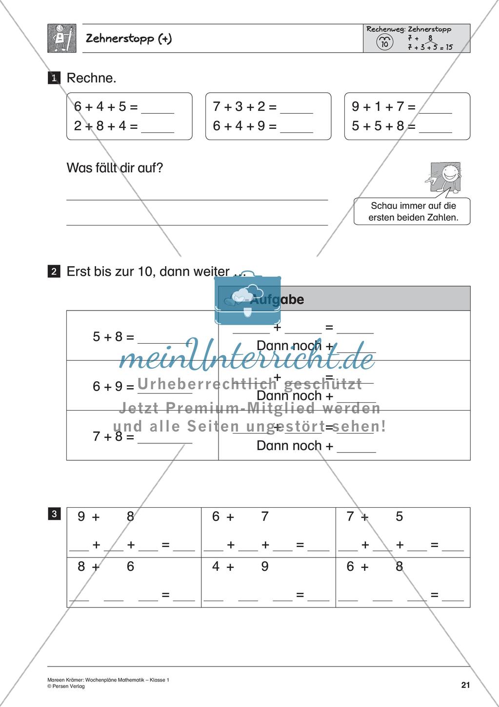 Wochenplanarbeit zur Addition und Subtraktion bis 20 Preview 23