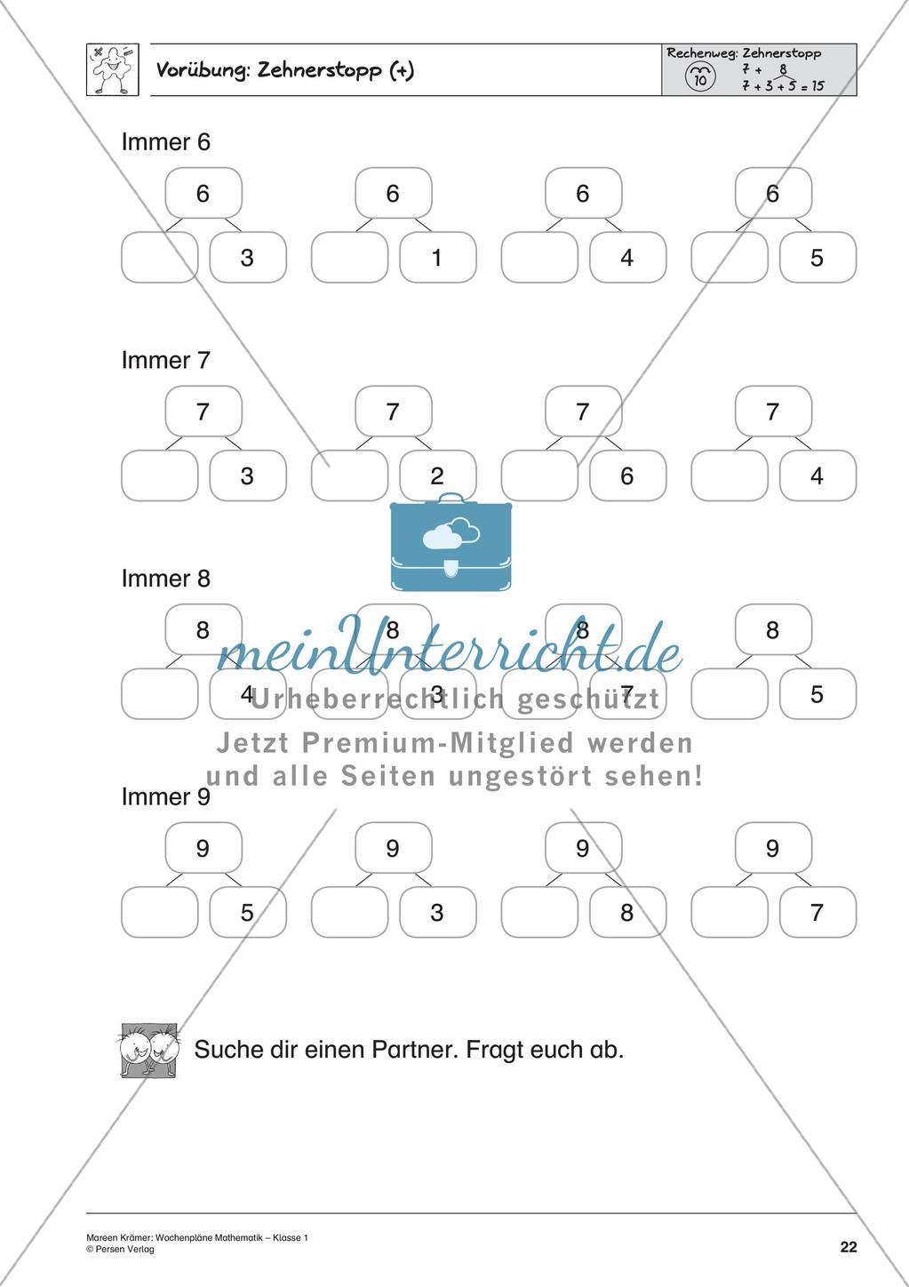Wochenplanarbeit zur Addition und Subtraktion bis 20 Preview 24