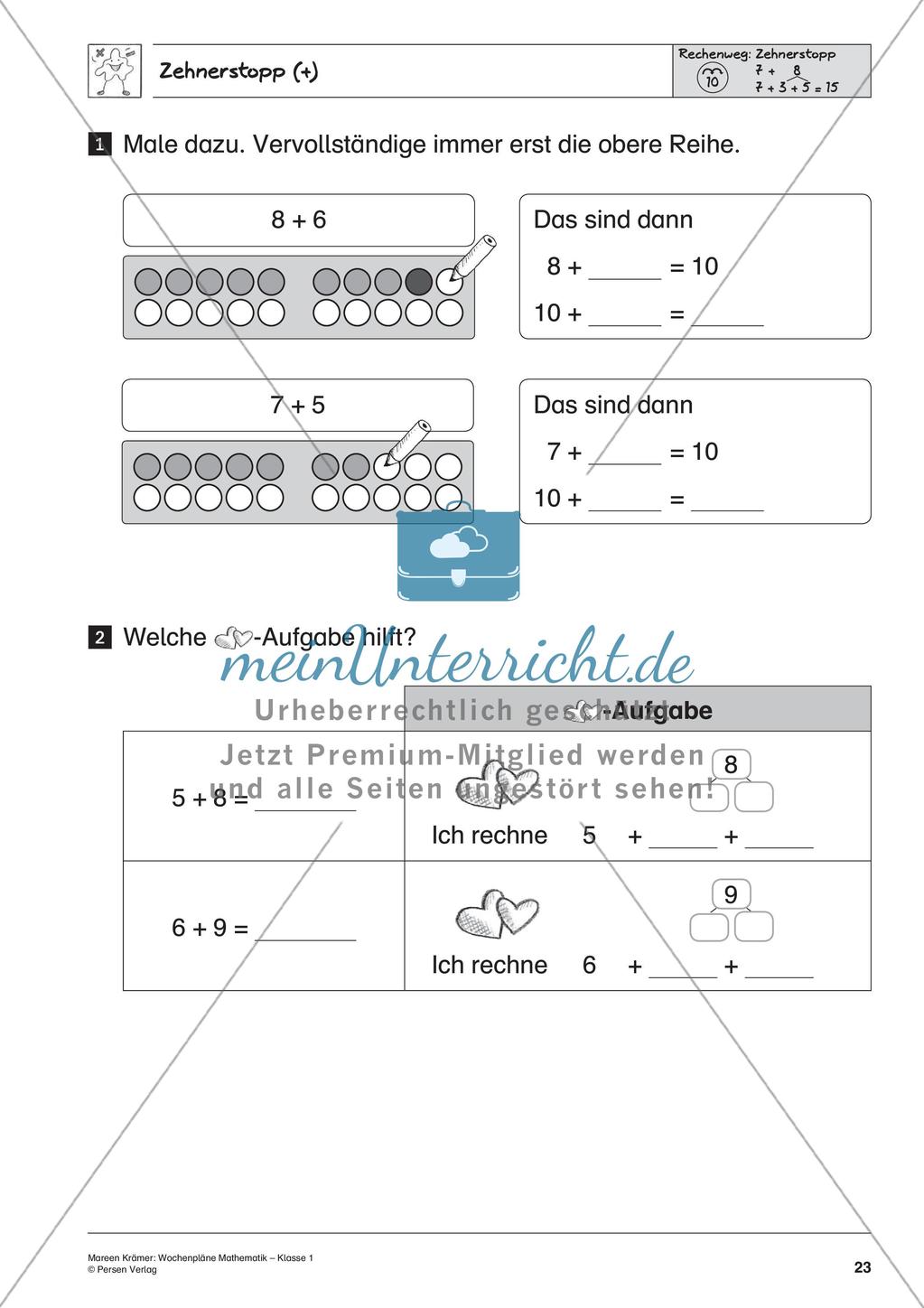 Wochenplanarbeit zur Addition und Subtraktion bis 20 Preview 25