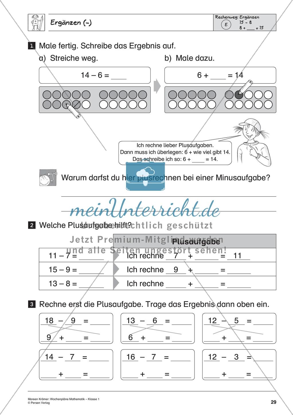 Wochenplanarbeit zur Addition und Subtraktion bis 20 Preview 31