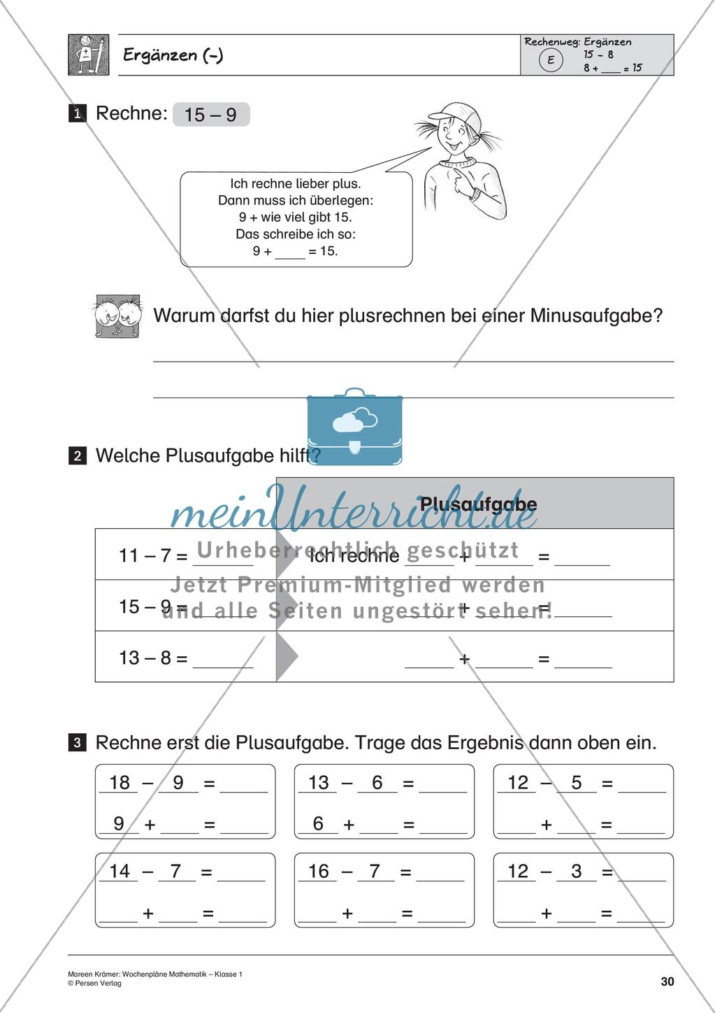 Wochenplanarbeit zur Addition und Subtraktion bis 20 Preview 32