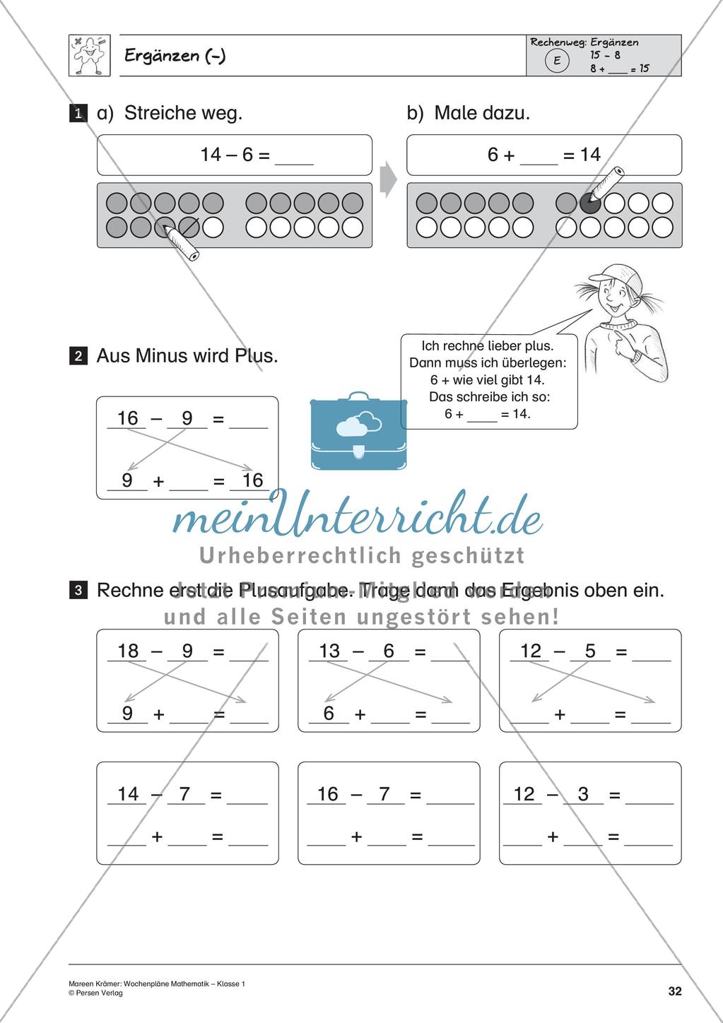Wochenplanarbeit zur Addition und Subtraktion bis 20 Preview 34