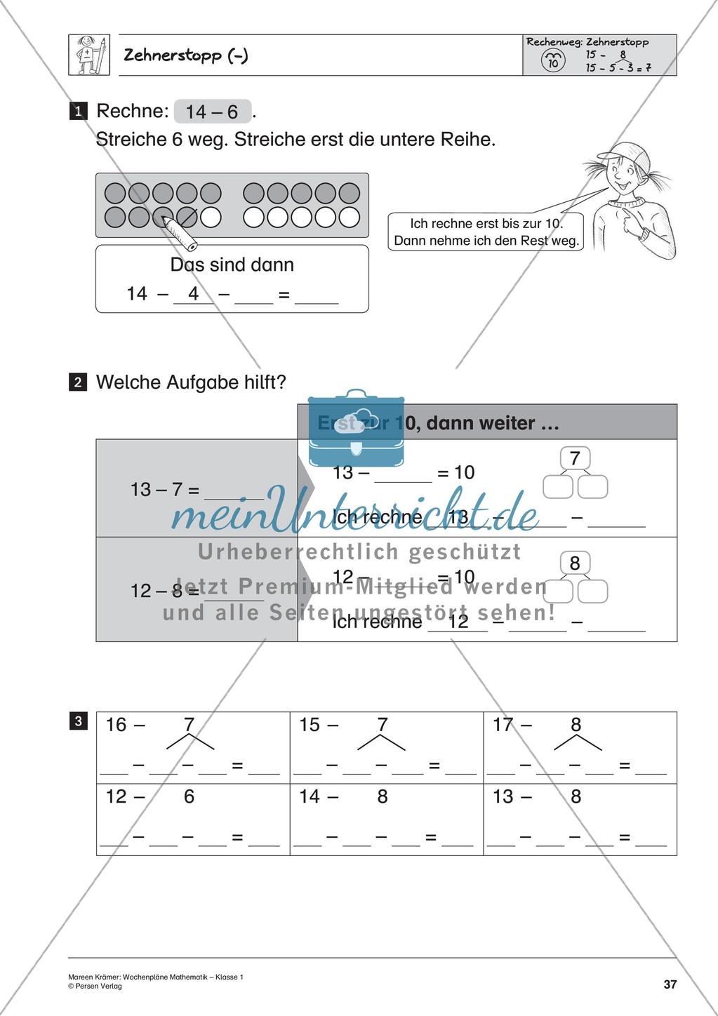 Wochenplanarbeit zur Addition und Subtraktion bis 20 Preview 39