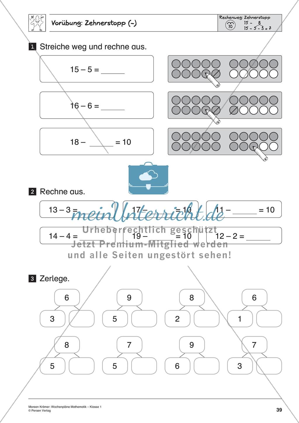 Wochenplanarbeit zur Addition und Subtraktion bis 20 Preview 41