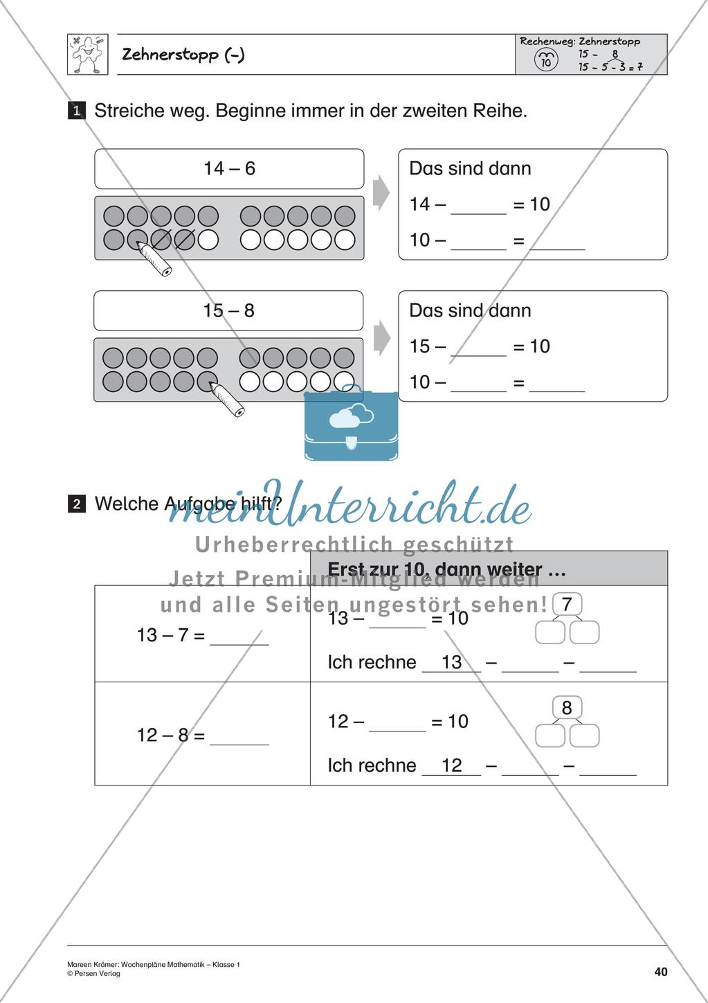 Wochenplanarbeit zur Addition und Subtraktion bis 20 Preview 42