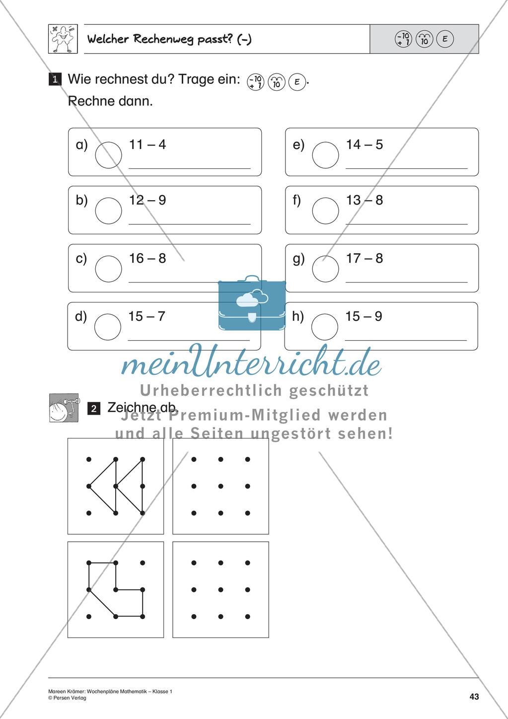 Wochenplanarbeit zur Addition und Subtraktion bis 20 Preview 45