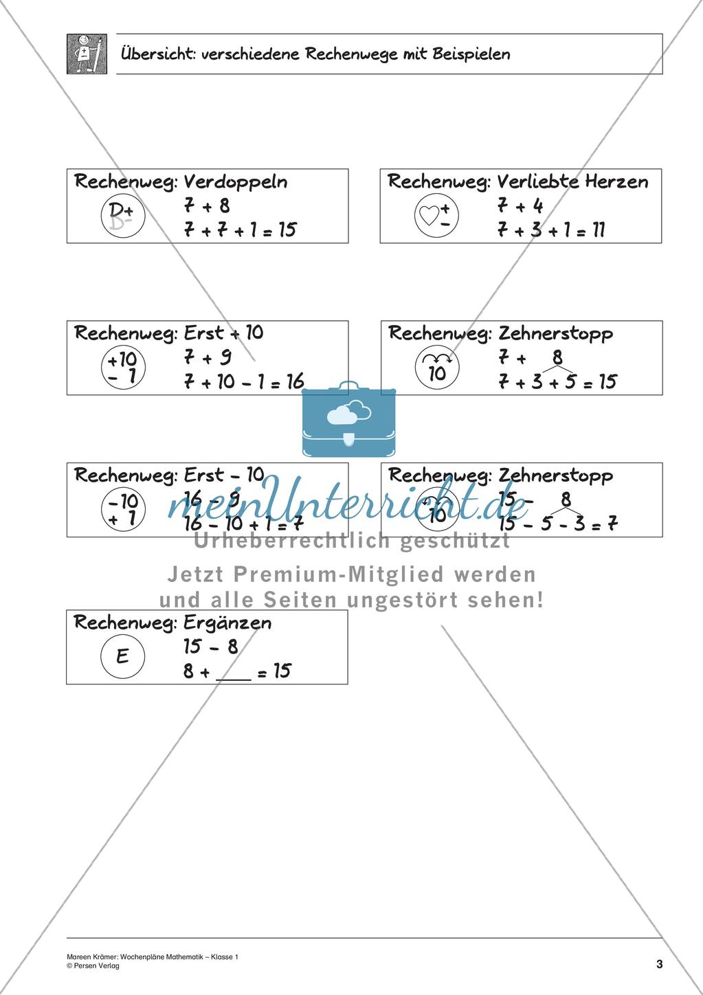 Wochenplanarbeit zur Addition und Subtraktion bis 20 Preview 5