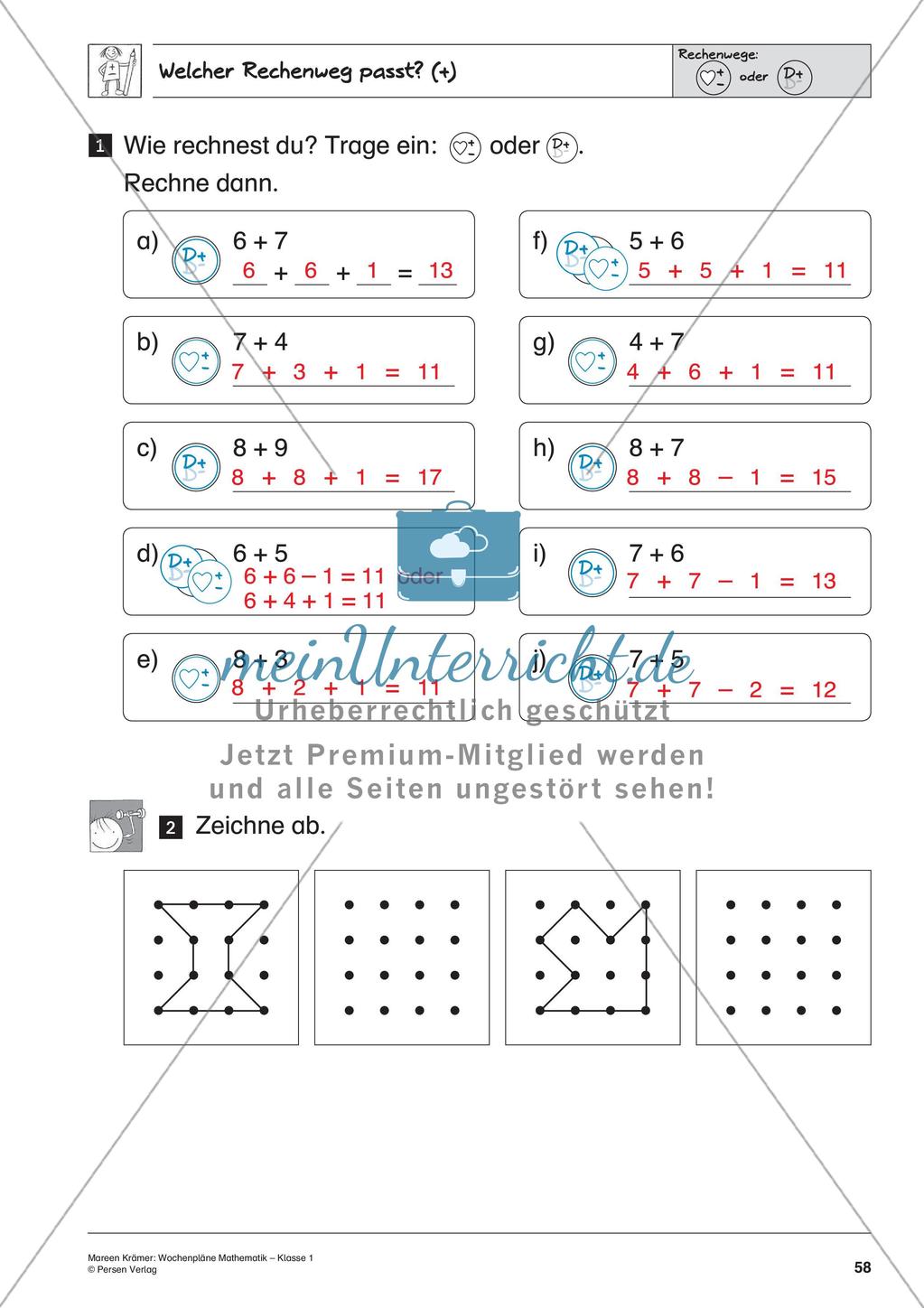 Wochenplanarbeit zur Addition und Subtraktion bis 20 Preview 60