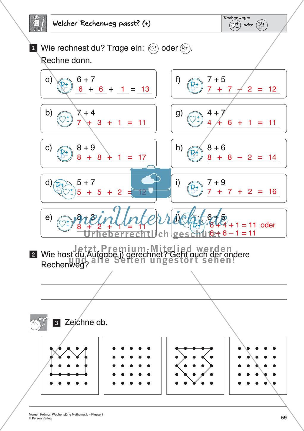 Wochenplanarbeit zur Addition und Subtraktion bis 20 Preview 61