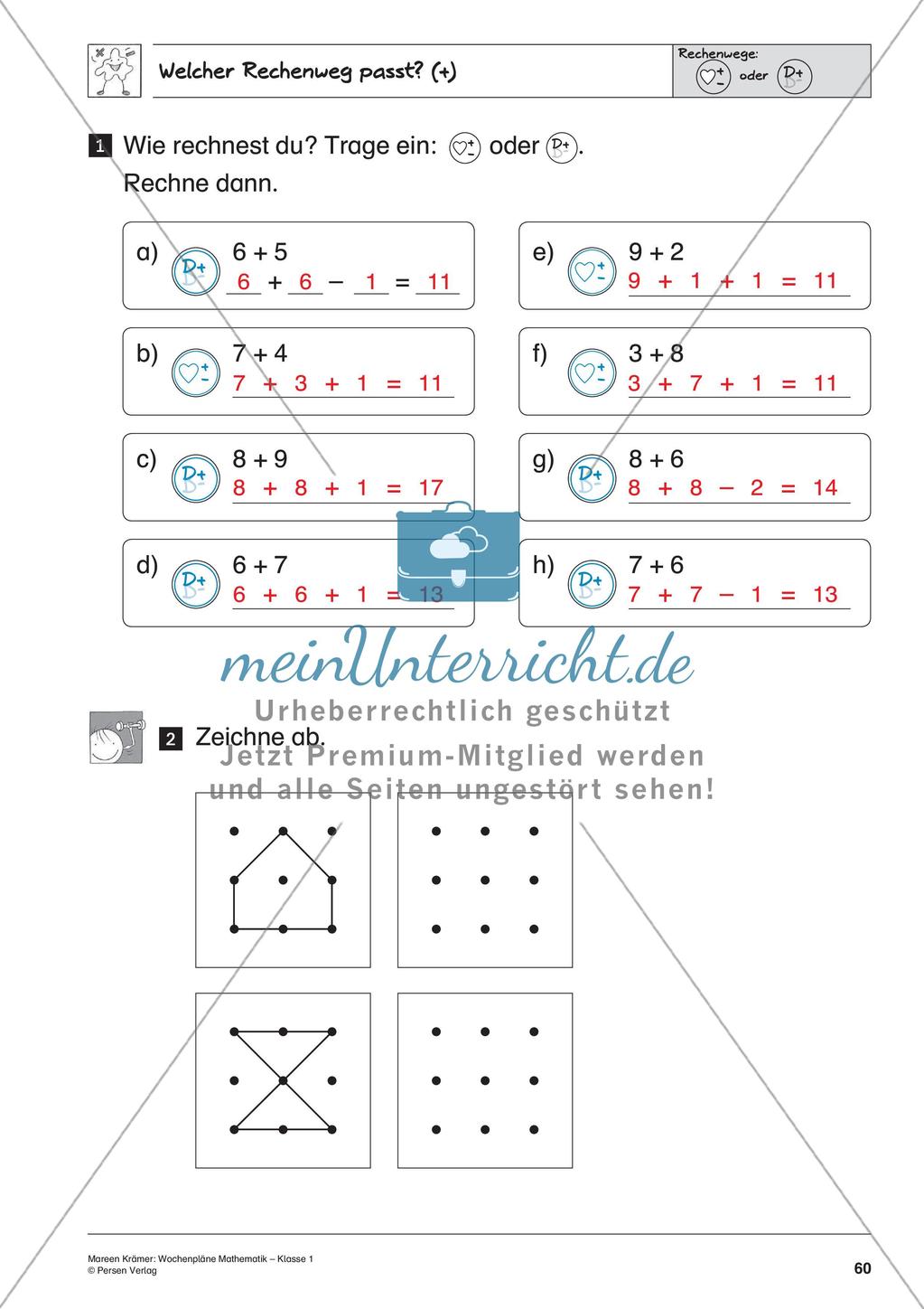 Wochenplanarbeit zur Addition und Subtraktion bis 20 Preview 62