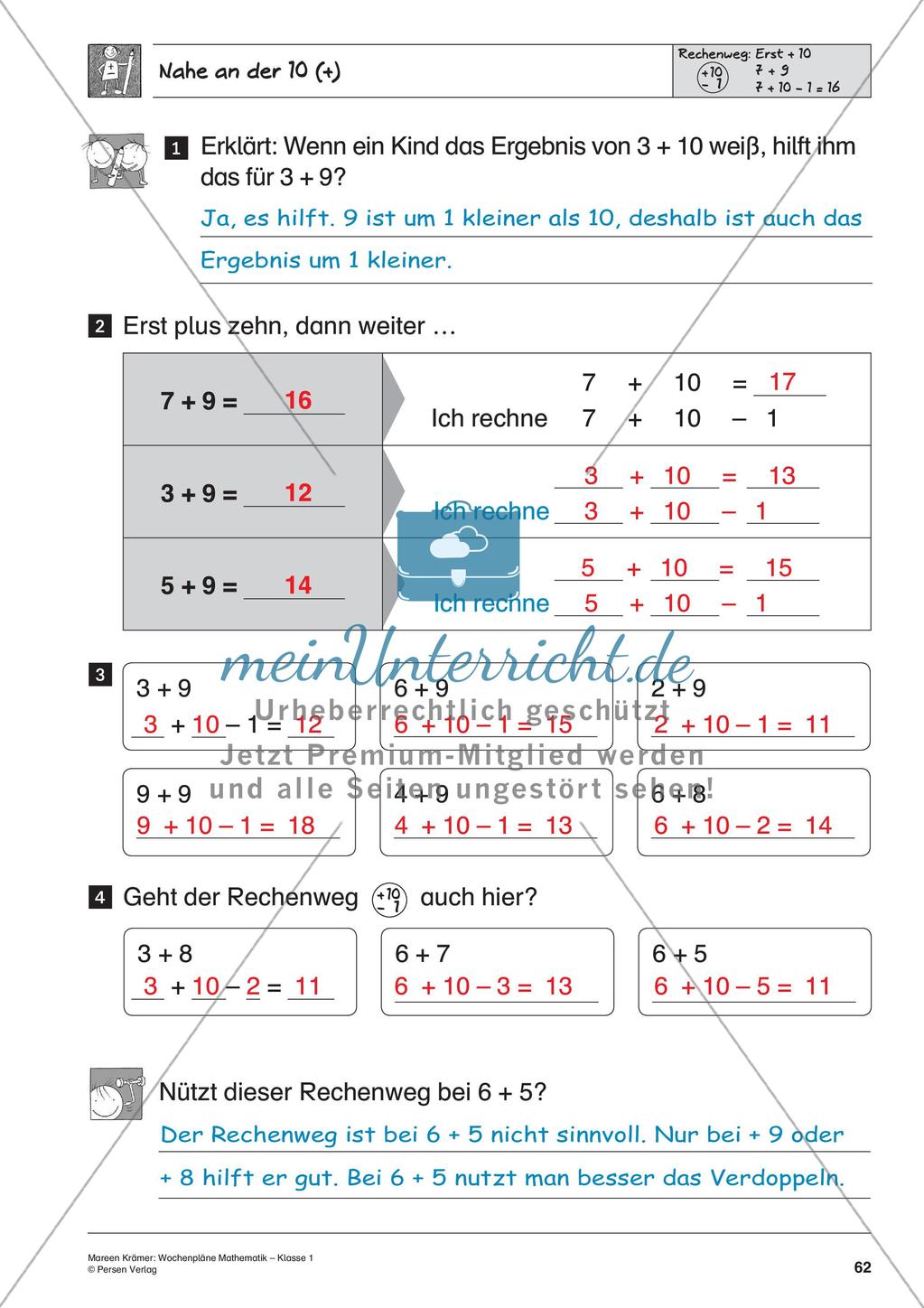 Wochenplanarbeit zur Addition und Subtraktion bis 20 Preview 64