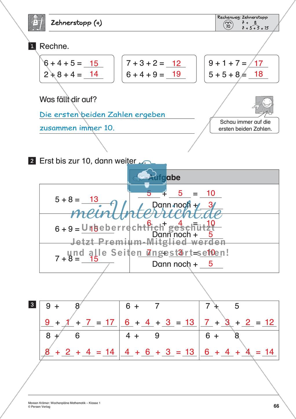 Wochenplanarbeit zur Addition und Subtraktion bis 20 Preview 68
