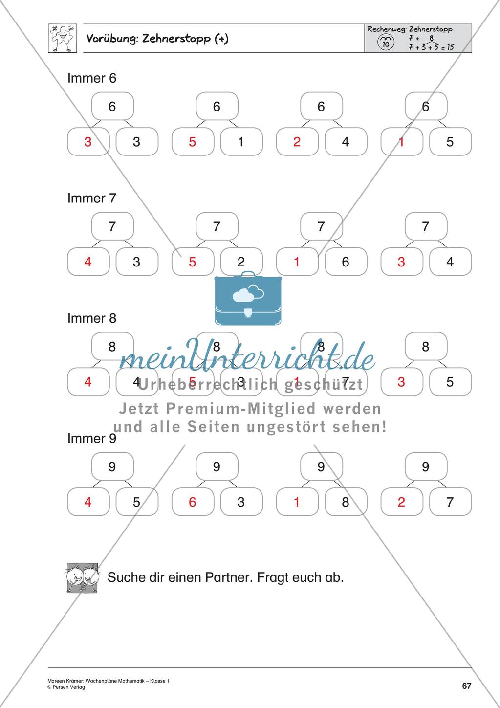 Wochenplanarbeit zur Addition und Subtraktion bis 20 Preview 69