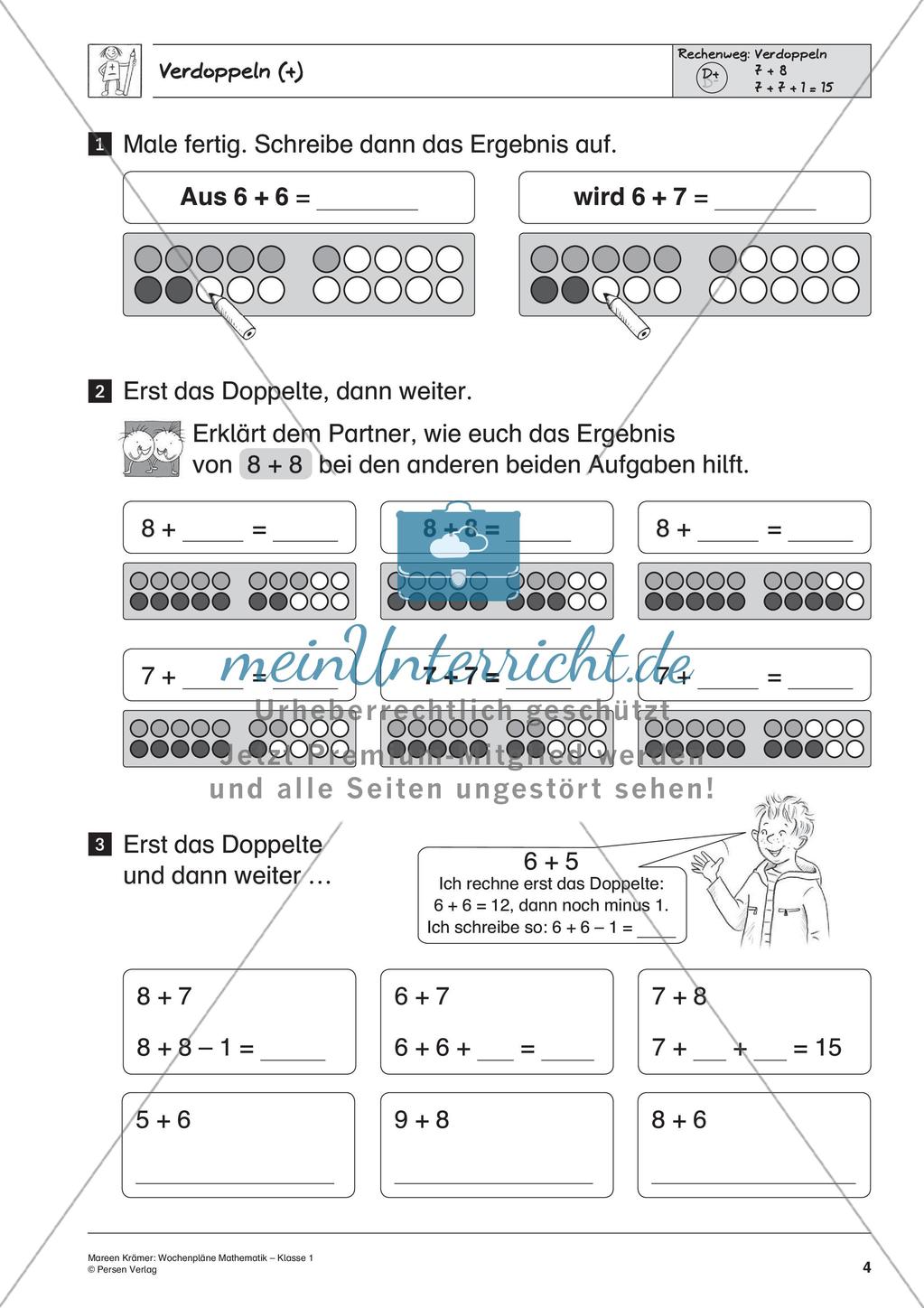 Wochenplanarbeit zur Addition und Subtraktion bis 20 Preview 6