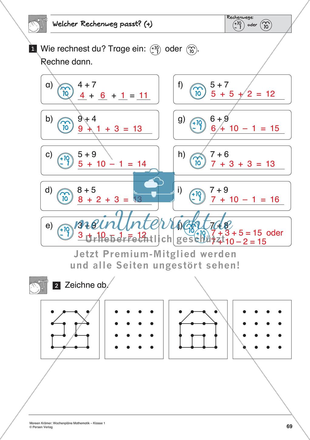 Wochenplanarbeit zur Addition und Subtraktion bis 20 Preview 71