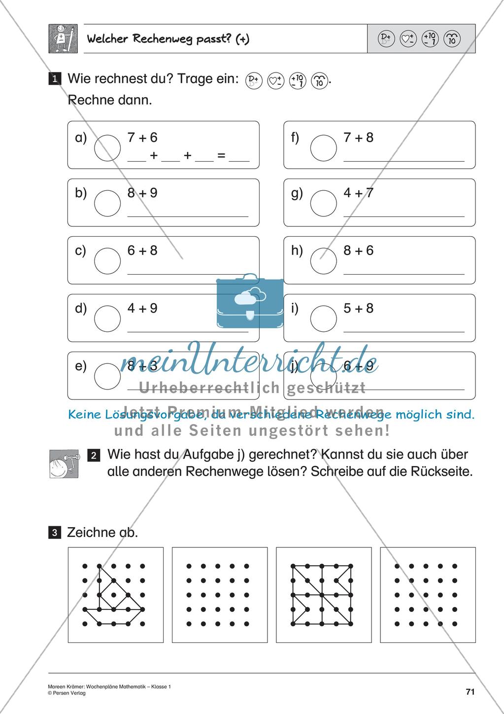 Wochenplanarbeit zur Addition und Subtraktion bis 20 Preview 73