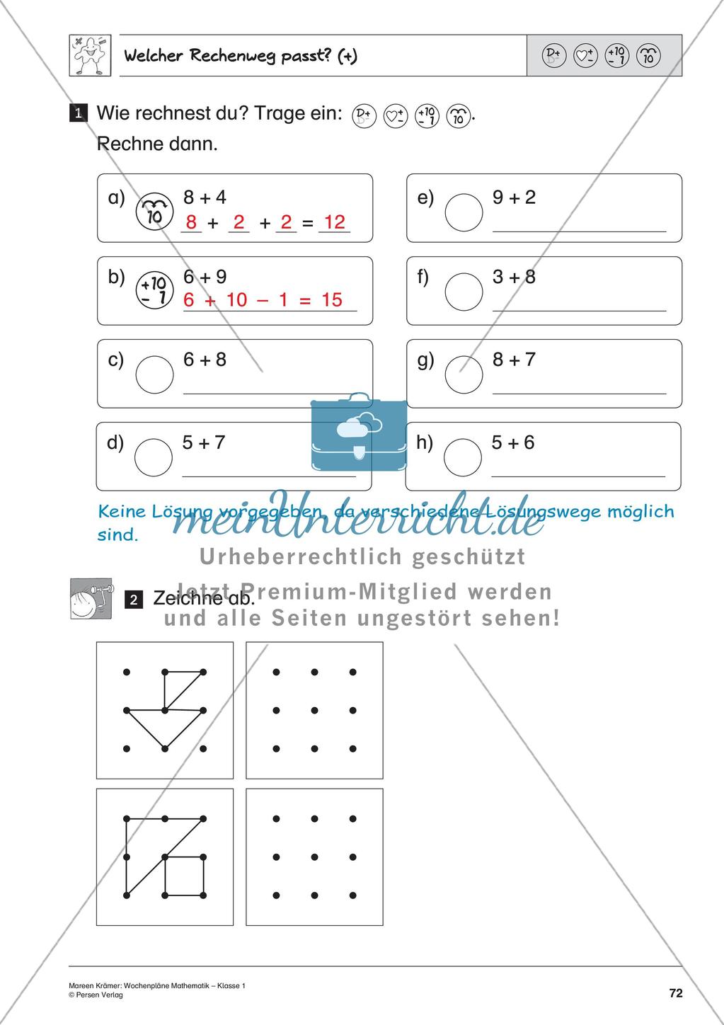Wochenplanarbeit zur Addition und Subtraktion bis 20 Preview 74