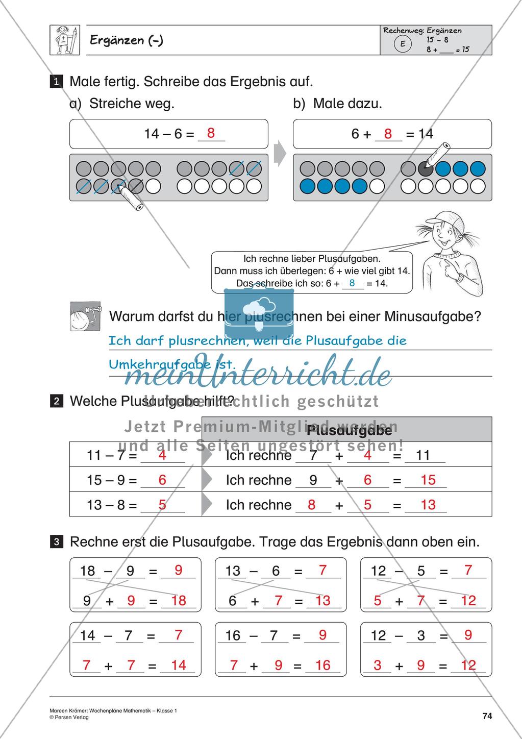 Wochenplanarbeit zur Addition und Subtraktion bis 20 Preview 76