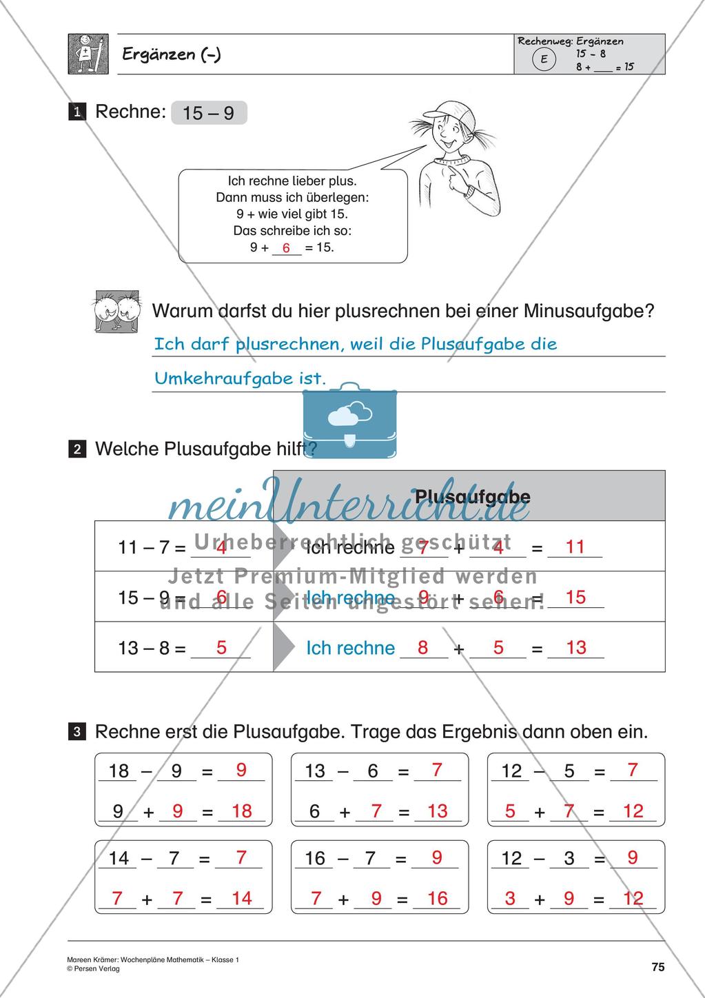 Wochenplanarbeit zur Addition und Subtraktion bis 20 Preview 77
