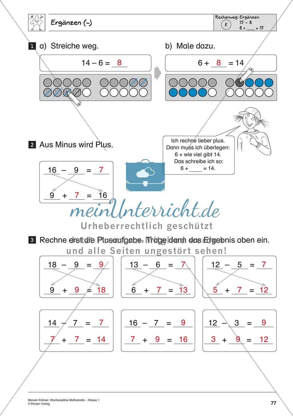 Wochenplanarbeit zur Addition und Subtraktion bis 20 Preview 79