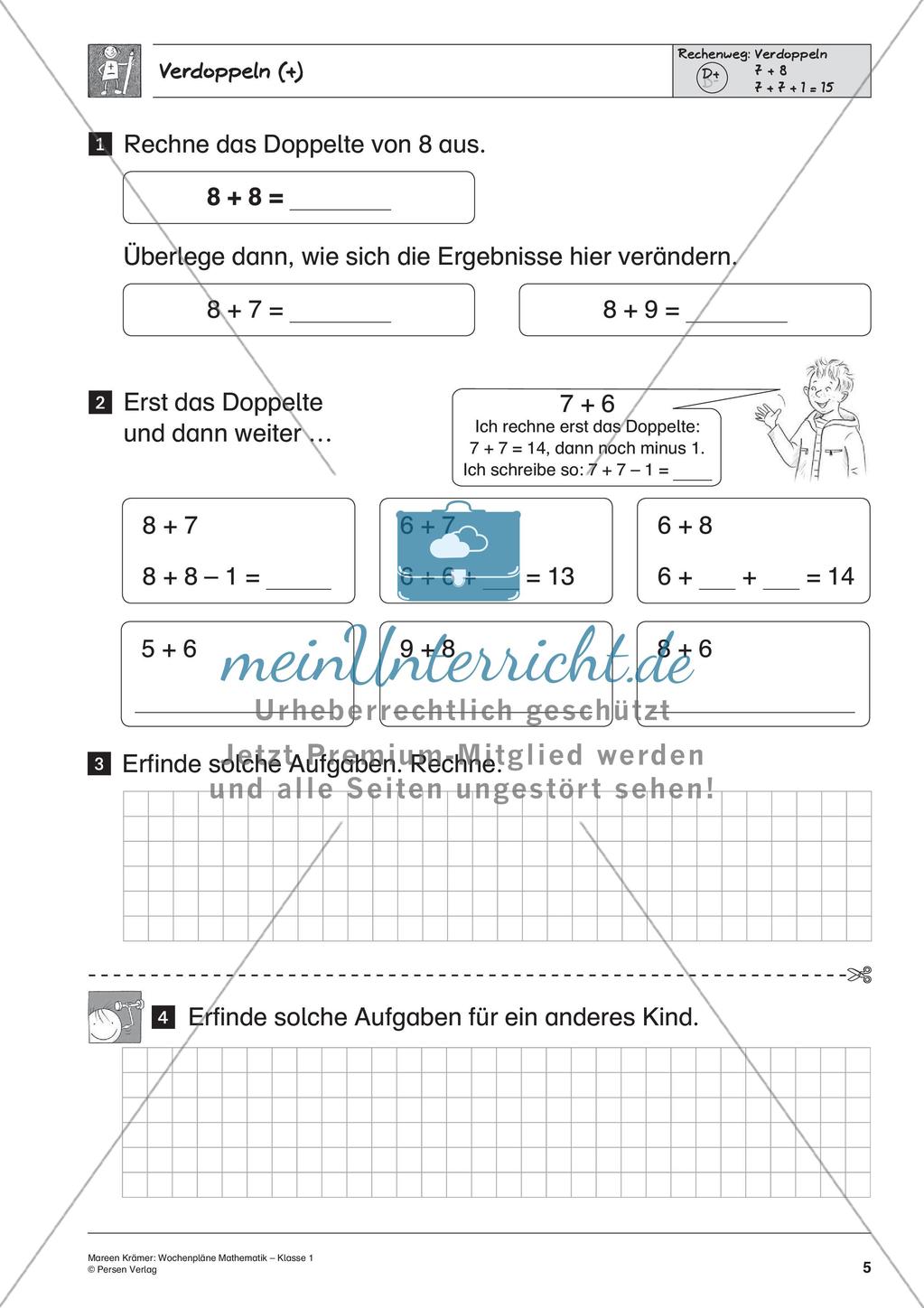 Wochenplanarbeit zur Addition und Subtraktion bis 20 Preview 7