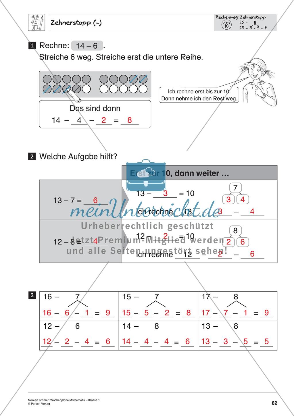 Wochenplanarbeit zur Addition und Subtraktion bis 20 Preview 84