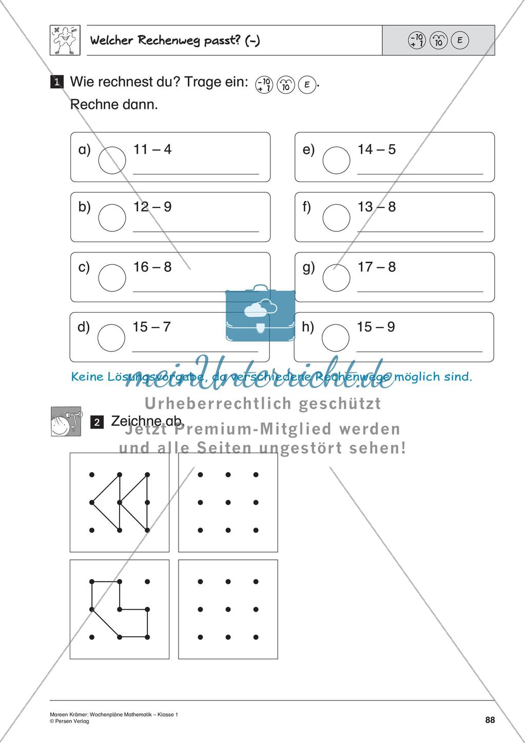 Wochenplanarbeit zur Addition und Subtraktion bis 20 Preview 90