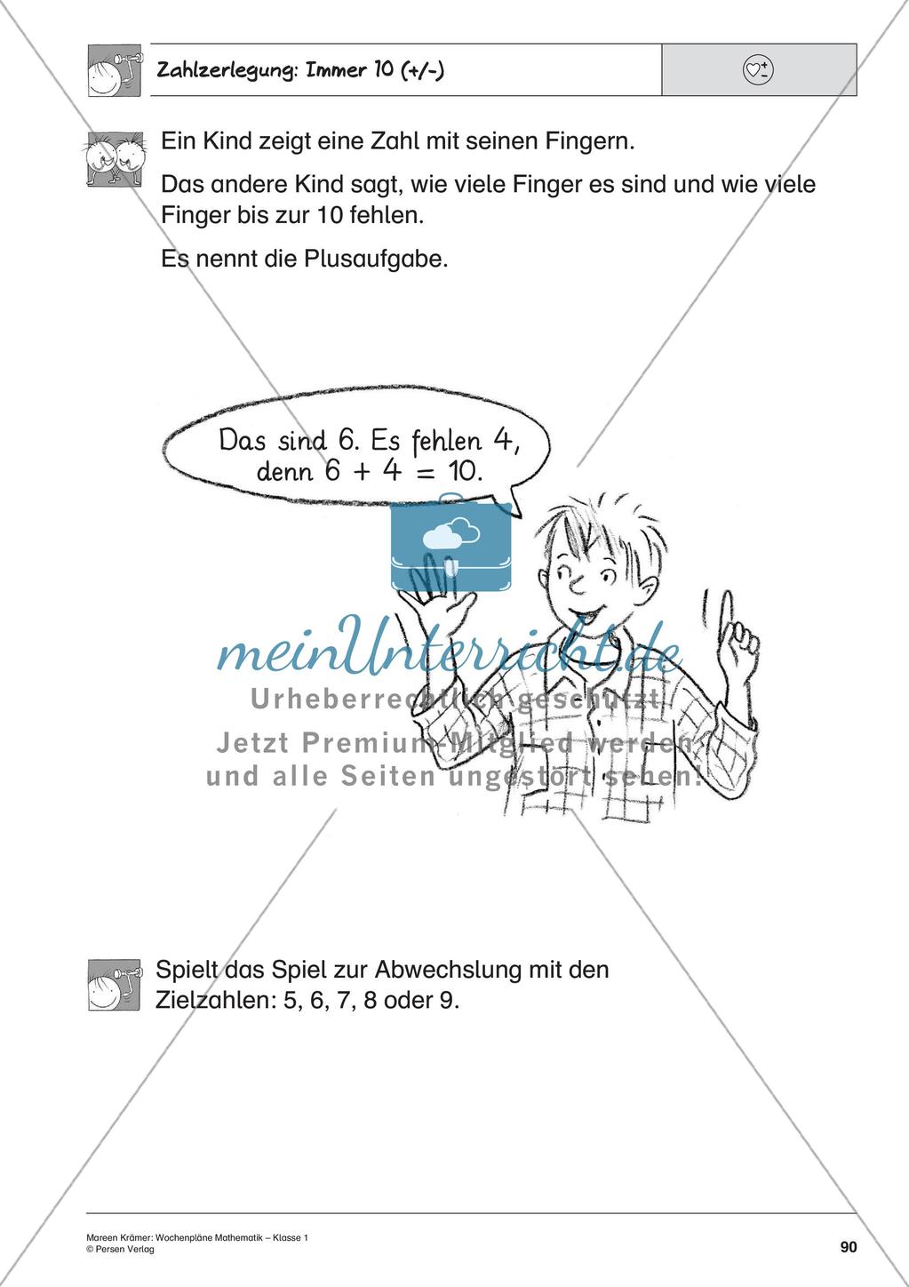 Wochenplanarbeit zur Addition und Subtraktion bis 20 Preview 92