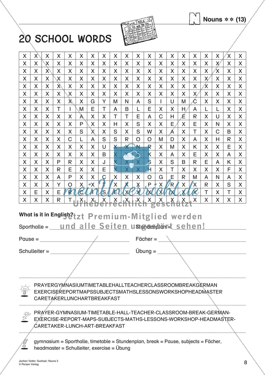 Wortschatz: Suchsel mit Nomen Preview 10