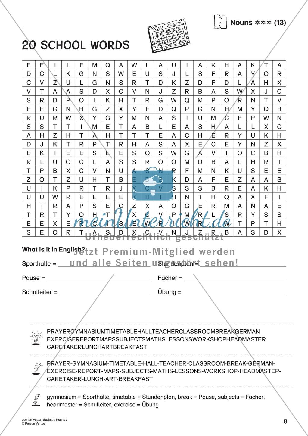 Wortschatz: Suchsel mit Nomen Preview 11
