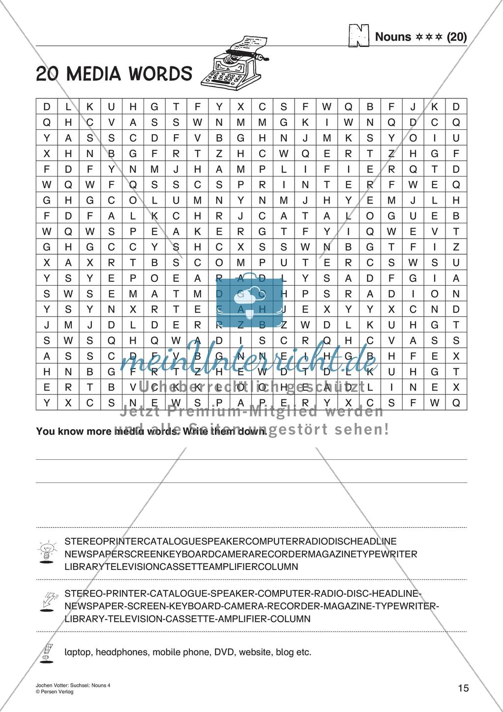 Wortschatz: Suchsel zu Nouns Preview 17