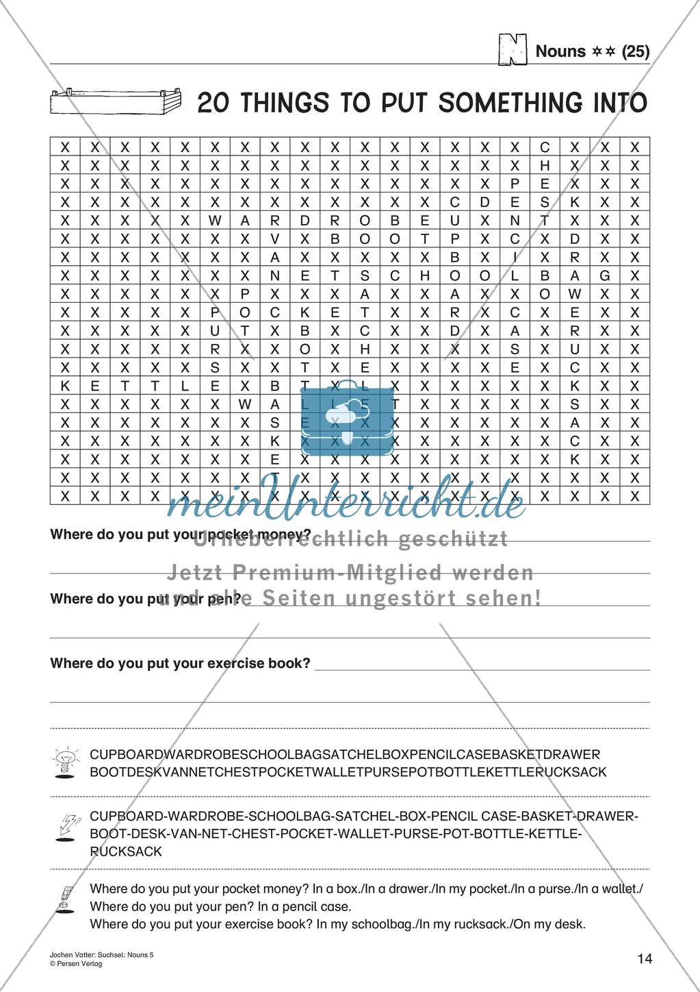 Wortschatz: Nomen-Suchsel Preview 16