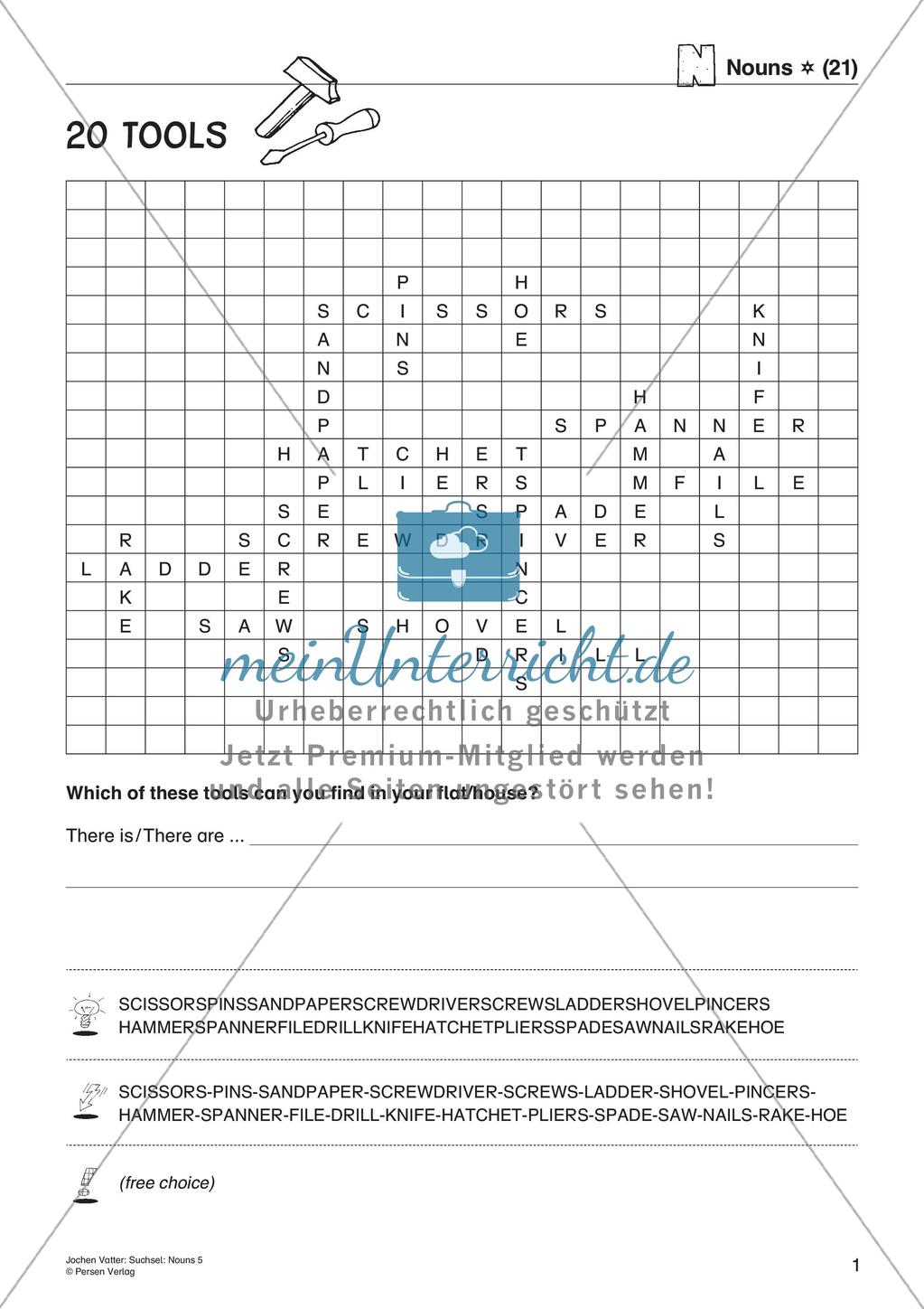 Wortschatz: Nomen-Suchsel Preview 3