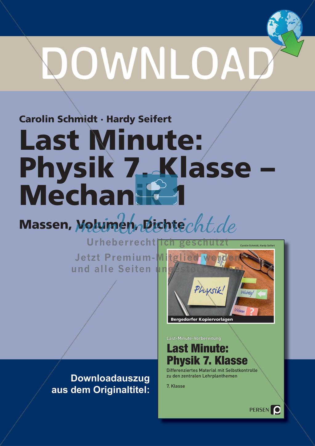 Last Minute - Mechanik: Massen, Volumen, Dichte Preview 1