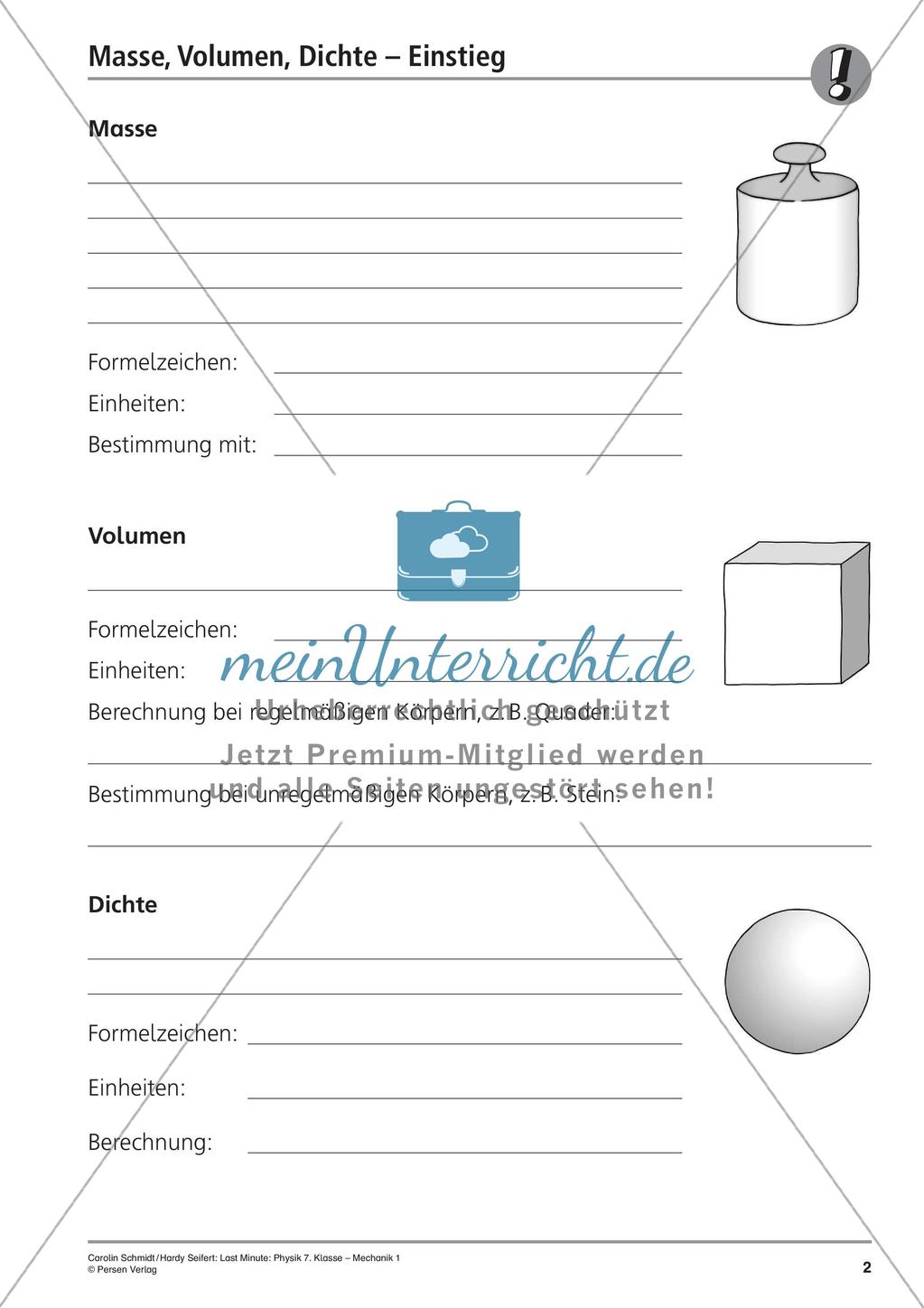 Last Minute - Mechanik: Massen, Volumen, Dichte Preview 4