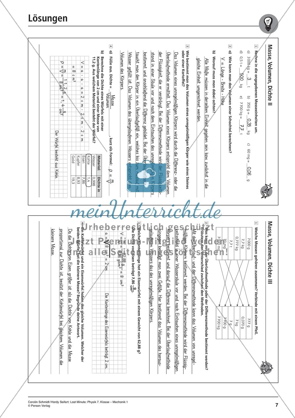 Last Minute - Mechanik: Massen, Volumen, Dichte Preview 9