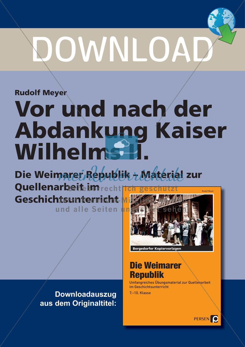 Vor und nach der Abdankung Kaiser Wilhelms II. Preview 1