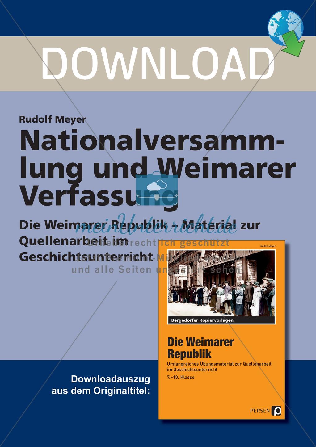 Nationalversammlung und Weimarer Verfassung Preview 1