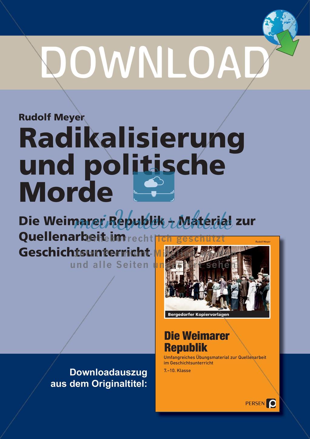 Die Weimarer Republik: Radikalisierung und politische Morde Preview 1