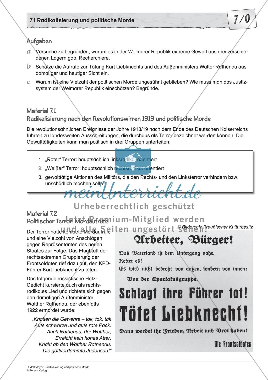 Die Weimarer Republik: Radikalisierung und politische Morde Preview 3