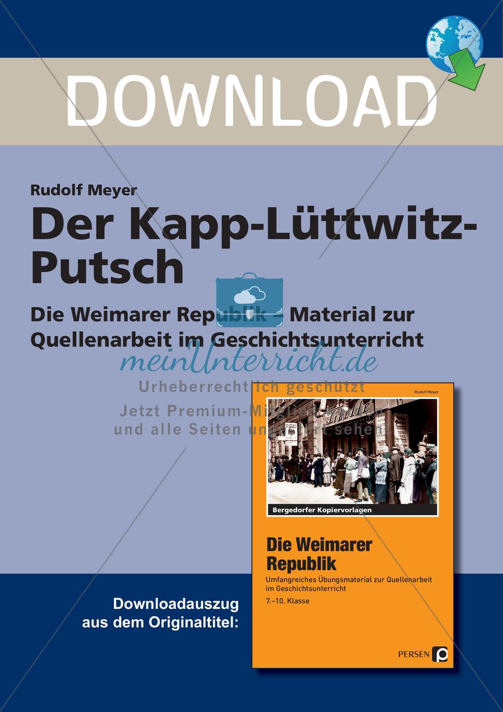Die Weimarer Republik: Der Kapp-Lüttwitz-Putsch Preview 1