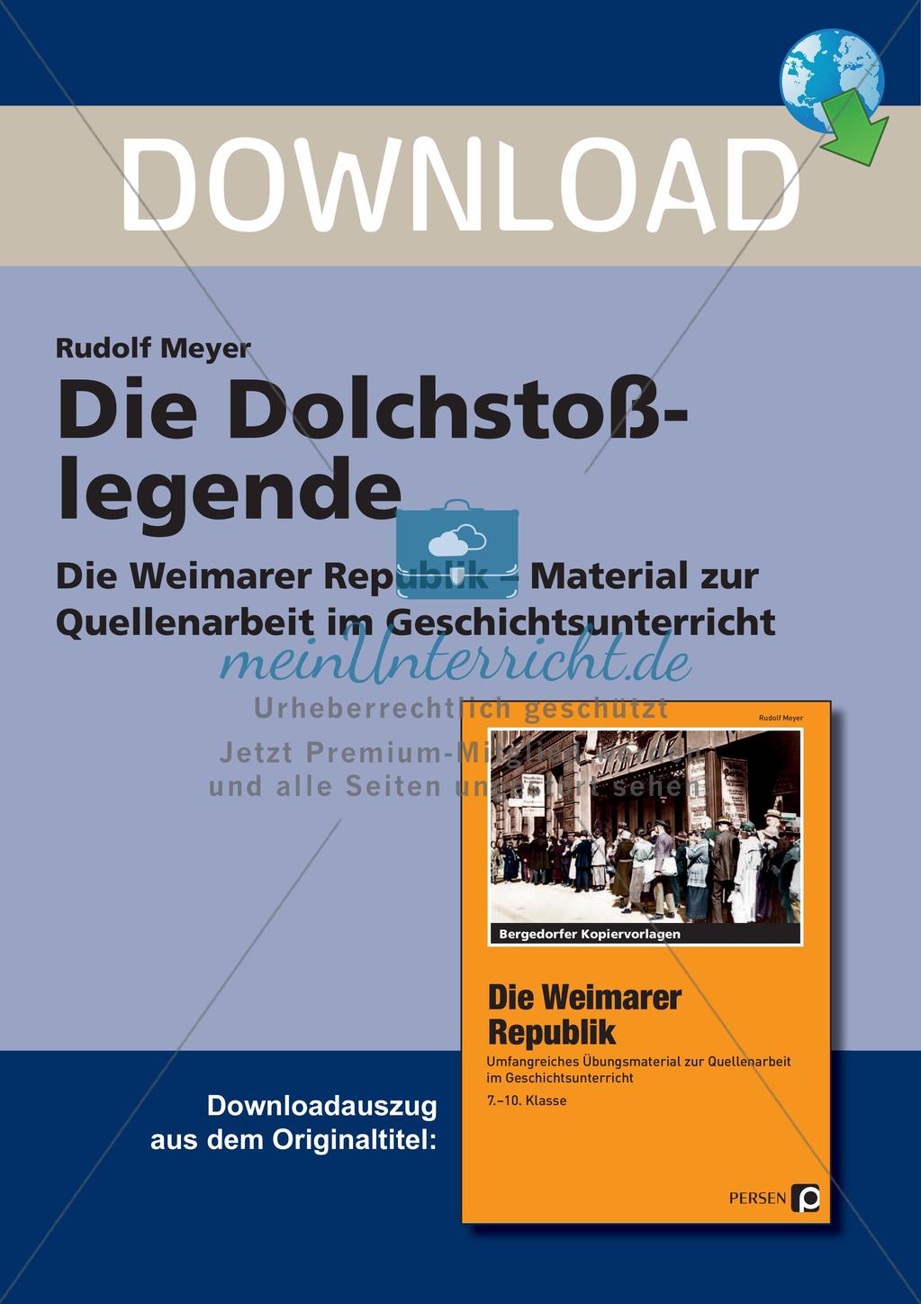 Die Weimarer Republik: Die Dolchstoßlegende Preview 1